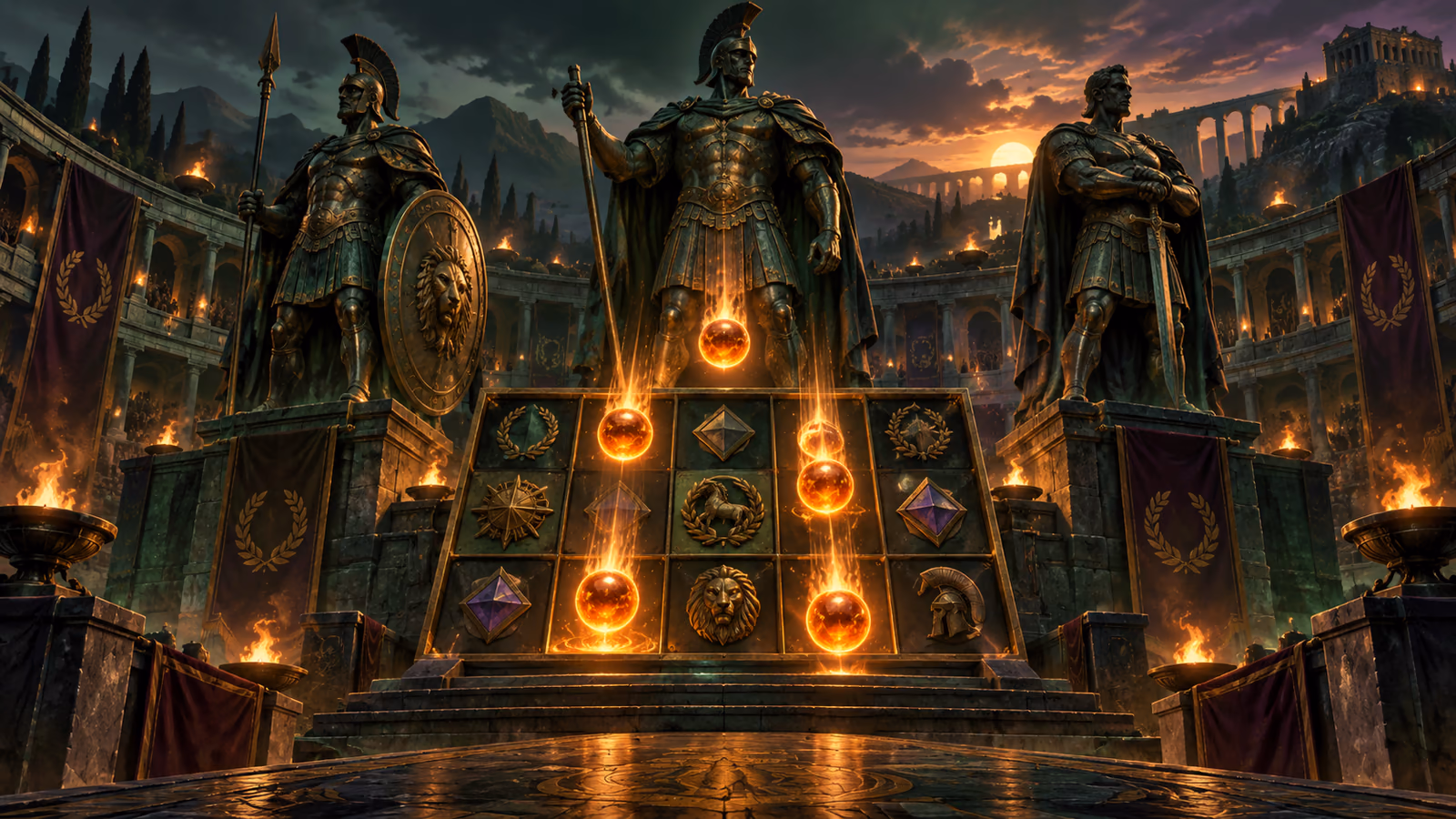 Editorial Roman arena illustration for the Gloria Invicta Quickspin rules guide