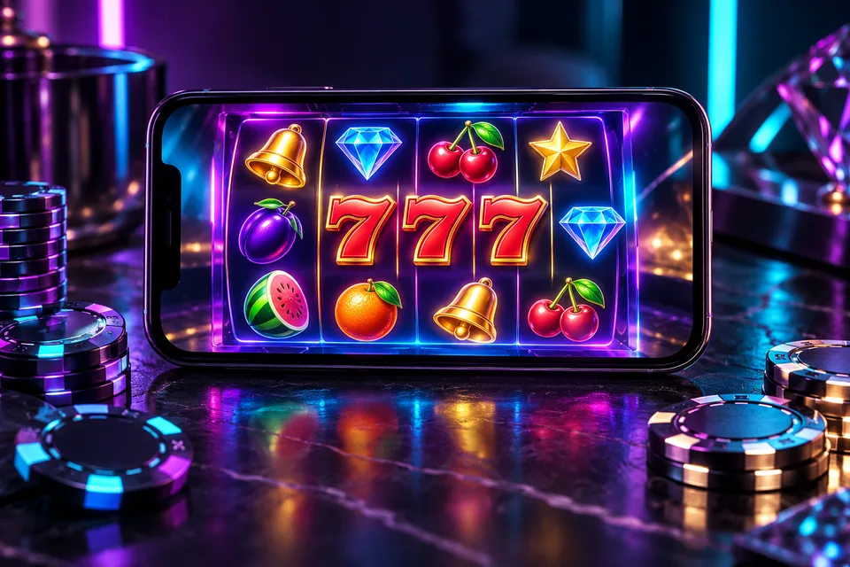 Online slot game on a smartphone — illustration